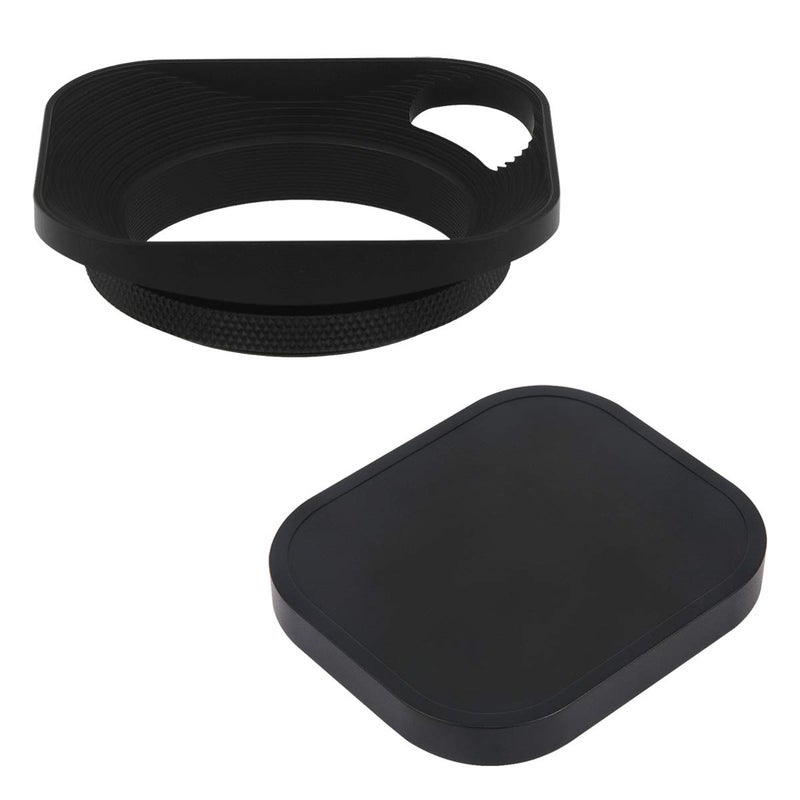 Haoge LH-E2P 49mm Square Metal Screw-in Lens Hood Hollow Out Designed with Cap for Leica Rangefinder Camera with 49mm E49 Filter Thread Lens Black - Image 2